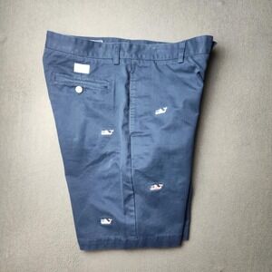 Vineyard Vines Shorts Mens 33 Navy Club Short Embroidered Whale Chino 1H0245